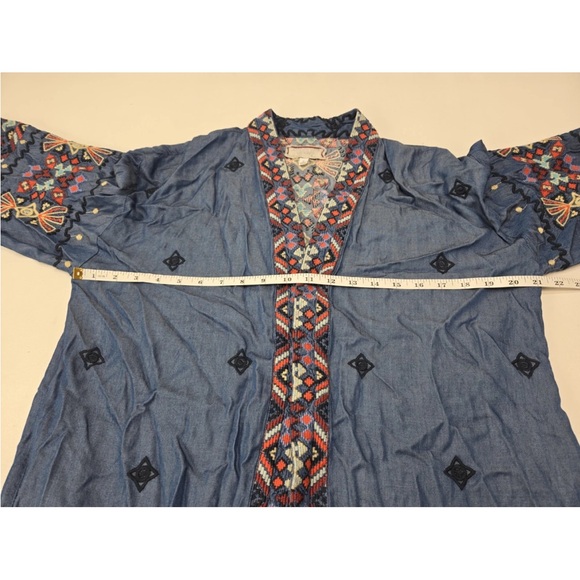 Johnny Was Workshop Mareen Kimono Jacket Embroidered Chambray Size S Womens - Picture 6 of 7